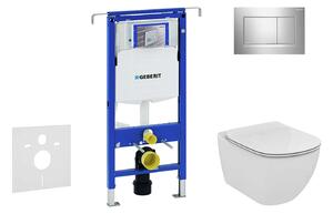 Geberit Duofix - Modulo di installazione per WC sospesi con placca di comando Sigma30, cromo lucido/cromo opaco + WC e copriwater, Aquablade, SoftClose, Ideal Standard Tesi 111.355.00.5 NU6