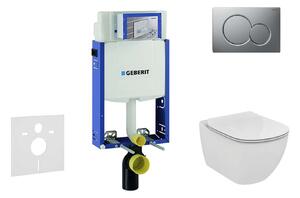 Geberit Combifix - Modulo di installazione per WC sospesi con placca di comando Sigma01, cromo opaco + WC e copriwater, Ideal Standard Tesi 110.302.00.5 NF3