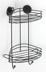 Mensola angolare nera a due livelli per il bagno Vacuum-Loc® Pavia, altezza 43 cm Bari - Wenko