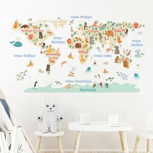 Adesivo murale Mappa del mondo pastello - Ambiance