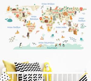 Adesivo murale Mappa del mondo pastello - Ambiance