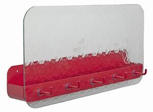 Appendiabiti da parete in metallo rosso con ripiano Shack - Hübsch
