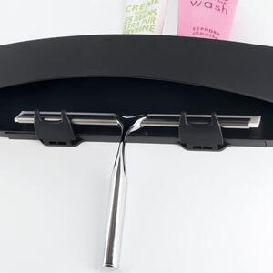 Mensola a muro nera autobloccante per doccia Clever Flip - Compactor