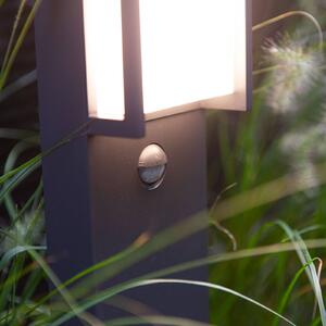 LUTEC Lampione LED Qubo antracite, sensore movimento