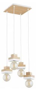 Lampadario a sospensione con cavo MIKO 4xE27/15W/230V bianco/beige