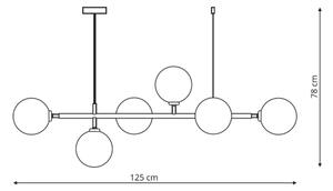 Lampadario a cavo ALISA 6xE14/40W/230V nero