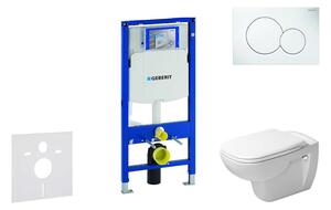 Geberit Duofix - Modulo di installazione per WC sospesi con placca di comando Sigma01, bianco alpino + Duravit D-Code WC e sedile Rimless, Softclose 111.300.00.5 NH1