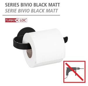 Porta carta igienica in metallo nero opaco autoportante Bivio - Wenko