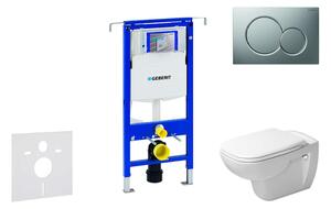 Geberit Duofix - Modulo di installazione per WC sospesi con placca di comando Sigma01, cromo opaco + Duravit D-Code WC e sedile Rimless, Softclose 111.355.00.5 NH3
