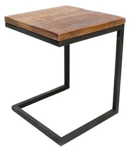 Tavolo contenitore nero con piano in legno di mango Box - LABEL51