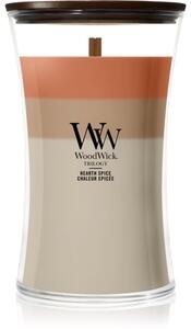 Woodwick Trilogy Hearth Spice candela profumata con stoppino in legno 610 g