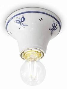 Plafoniera Classica Trieste Bianco Decorato Filo Blu 1 Luce E14