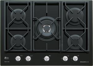 Glem Gas Piano Cottura 5 Fuochi a Gas Larghezza 70 cm (1 Bruciatore Tripla Corona) colore Nero - GV755XBK