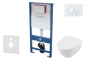 Kielle Genesis - Set con modulo di installazione, vaso WC Architectura e copriwater softclose, placca di comando Gemini ll, bianco lucido/cromo SANI11AK3101