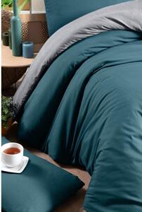 Biancheria da letto singola in cotone/allungata con lenzuolo color petrolio/grigio 160x220 cm - Mila Home
