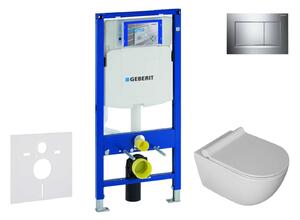 Geberit Duofix - Set con modulo di installazione, vaso WC Gaia e copriwater softclose, placca di comando Sigma30, cromo/cromo opaco SANI11CA1107