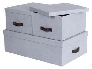 Scatole di cartone grigio chiaro con coperchio in set da 3 31x47x15 cm Inge - Bigso Box of Sweden