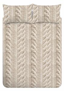 Biancheria da letto matrimoniale beige/micro felpa estesa 230x220 cm Cable Knit - Catherine Lansfield