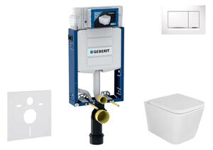 Geberit Combifix - Set con modulo di installazione, vaso WC Arkas e copriwater softclose, placca di comando Sigma30, bianco/cromo SANI15CA3106