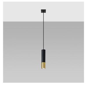 Lampada a sospensione con paralume in metallo di colore nero-oro 8x8 cm Longbot - Nice Lamps