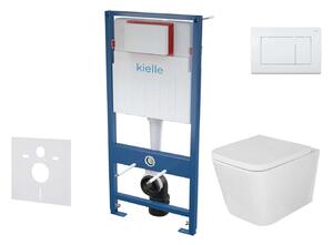 Kielle Genesis - Set con modulo di installazione, vaso WC Arkas I, copriwater softclose e placca di comando Gemini III, bianco lucido 30505SS01