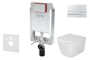 Kielle Genesis - Set con modulo di installazione, vaso WC Arkas I, copriwater softclose e placca di comando Gemini I, cromo 30505SZ02