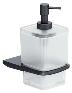 Kielle Vega - Dispenser di sapone liquido con supporto, vetro opaco/nero opaco 40118004