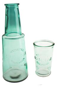 Caraffa in vetro verde con bicchiere, 800 ml - Dakls