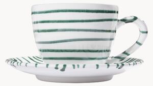 Set tazza e piattino da tè fatti a mano Grüngeflammt, set da 2