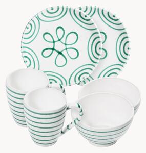 Set da colazione fatto a mano Verde bruciato, 2 persone, set da 6