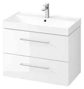 Kielle Arkas I - Mobiletto con lavabo, 80x57x44 cm, 2 cassetti, bianco lucido 50011S80
