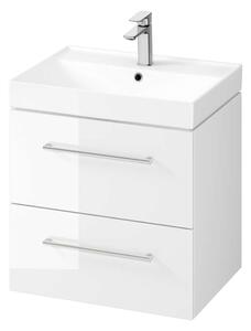 Kielle Arkas I - Mobiletto con lavabo, 60x57x44 cm, 2 cassetti, bianco lucido 50011S60