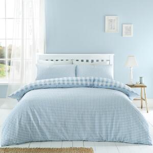 Biancheria da letto singola blu 135x200 cm Seersucker Gingham Check - Catherine Lansfield