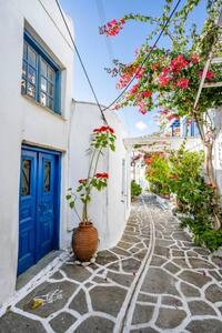 Fotografia White Cycladic houses with blue door, imageBROKER/Mara Brandl