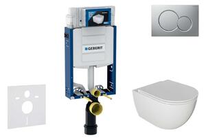 Geberit Combifix - Set con modulo di installazione, vaso WC Oudee e copriwater softclose, placca di comando Sigma01, cromo opaco smaltato SANI15CA1117