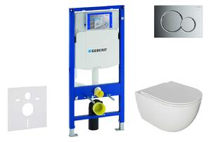 Geberit Duofix - Set con modulo di installazione, vaso WC Oudee e copriwater softclose, placca di comando Sigma01, cromo lucido SANI11CA1120