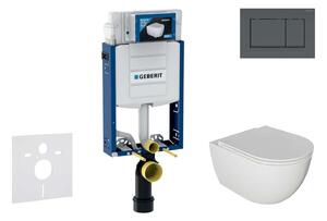 Geberit Combifix - Set con modulo di installazione, vaso WC Oudee e copriwater softclose, placca di comando Sigma30, nero opaco/nero SANI15CA5104