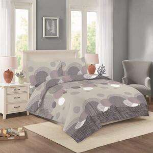 Biancheria da letto in cotone esteso viola e beige per letto matrimoniale 200x220 cm Nora - Cotton House
