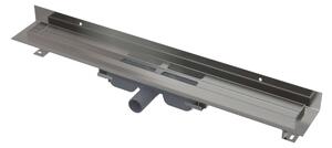 Alcadrain Canaline - Piatto doccia Wall Low 650 mm, con bordo per griglia completa e collare di fissaggio alla parete, acciaio inox APZ116-650