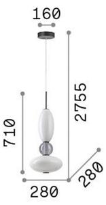 Ideallux Ideal Lux Lampada a sospensione Lumiere-1, vetro opalino/grigio