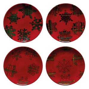 Set di 4 piatti da dessert in gres rosso e nero, ø 21,6 cm Snowflake - Casafina