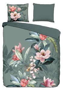 Biancheria da letto matrimoniale in cotone biologico verde Rose, 200 x 220 cm Organic - Descanso