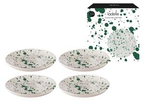 Piatti da dessert in gres bianco-verde in set di 4 pezzi ø 18 cm Carnival - Ladelle