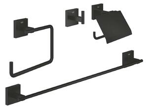 Grohe QuickFix Start Cube - Set di accessori da bagno 4 in 1, nero opaco 411152430