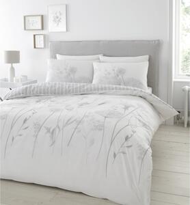 Biancheria da letto bianca e grigia Meadowsweet Floral, 135 x 200 cm Meadowsweet Floral - Catherine Lansfield