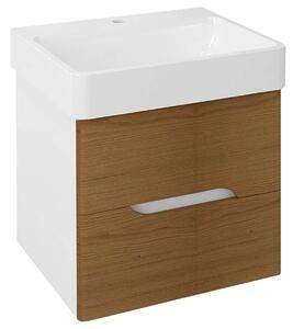 Sapho Mediena - Mobile lavabo 560x510x485 mm, bianco opaco/rovere naturale MD062