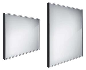 Nimco Specchi - Specchio con illuminazione LED, 800x700 mm, alluminio/nero ZPC 13003-90