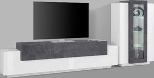 Mobile Porta Tv Moderno made in Italy 290x45x120,5 - CORONA - bianco laccato lucido/report