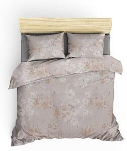 Biancheria da letto beige in cotone per letto matrimoniale/letto allungato con lenzuolo 200x220 cm Elena - Mijolnir