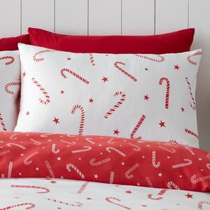 Biancheria da letto singola bianca e rossa 135x200 cm Candy Cane - Catherine Lansfield